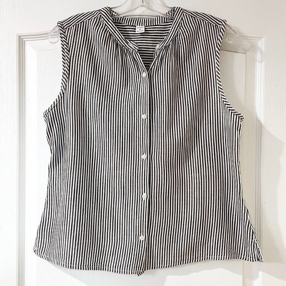 Old Navy Blue & White Stripe Sleeveless Button Up Shirt Size XS